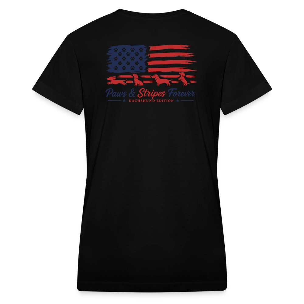 Paws & Stripes Forever Women's V-Neck T-Shirt - black