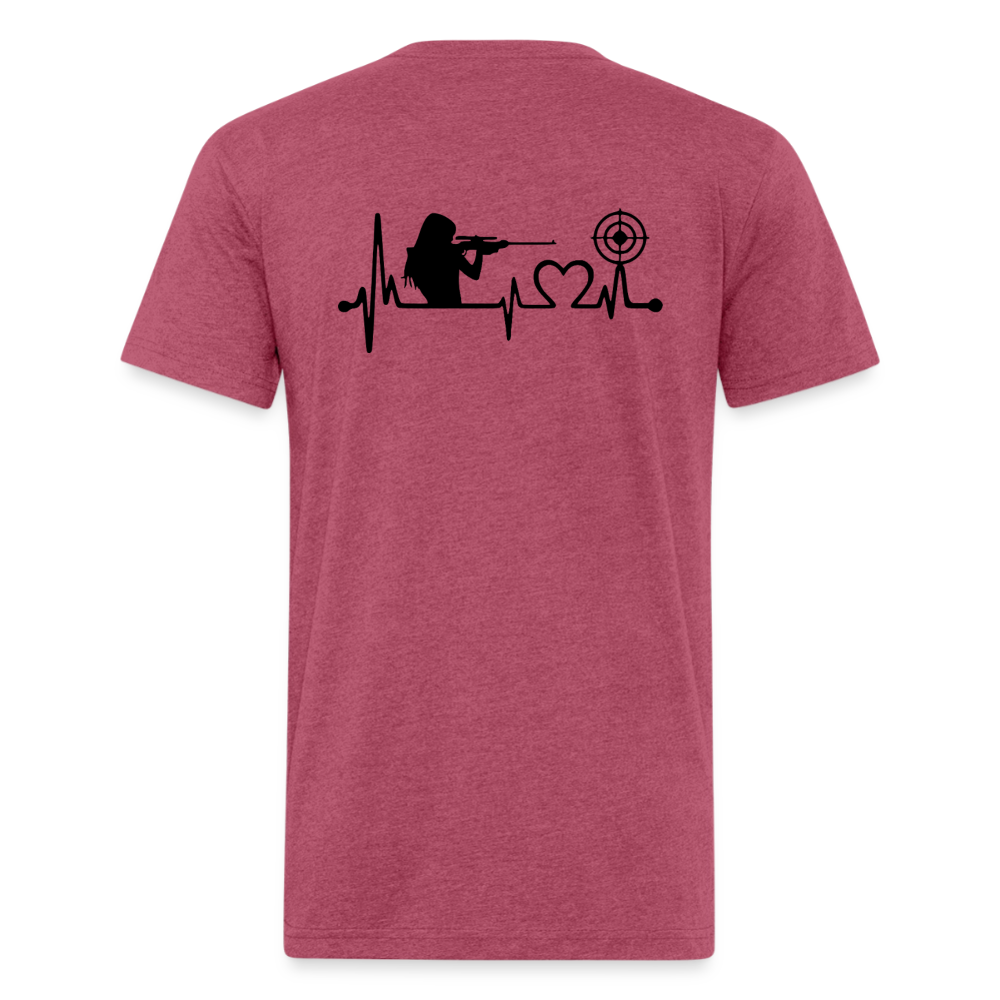 girl heart Fitted Cotton/Poly T-Shirt by Next Level - heather burgundy