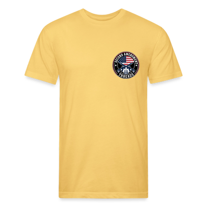 Fitted Cotton/Poly T-Shirt by Next Level guns beer - pastel yellow
