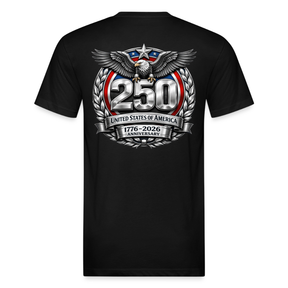 250 Year America Metalic Fitted Cotton/Poly T-Shirt by Next Level - black