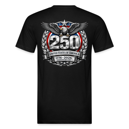 250 Year America Metalic Fitted Cotton/Poly T-Shirt by Next Level - black