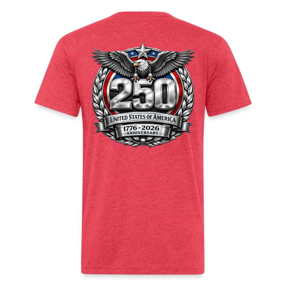 250 Year America Metalic Fitted Cotton/Poly T-Shirt by Next Level - heather red