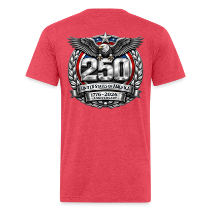 250 Year America Metalic Fitted Cotton/Poly T-Shirt by Next Level - heather red