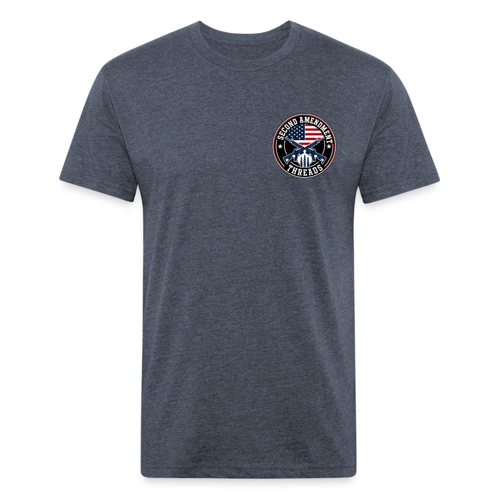 250 Year America Metalic Fitted Cotton/Poly T-Shirt by Next Level - heather navy