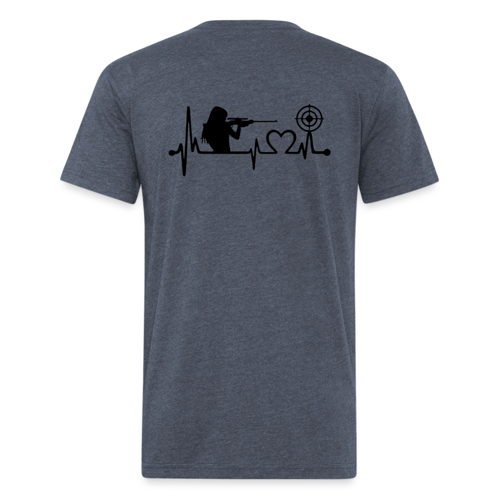 girl heart Fitted Cotton/Poly T-Shirt by Next Level - heather navy