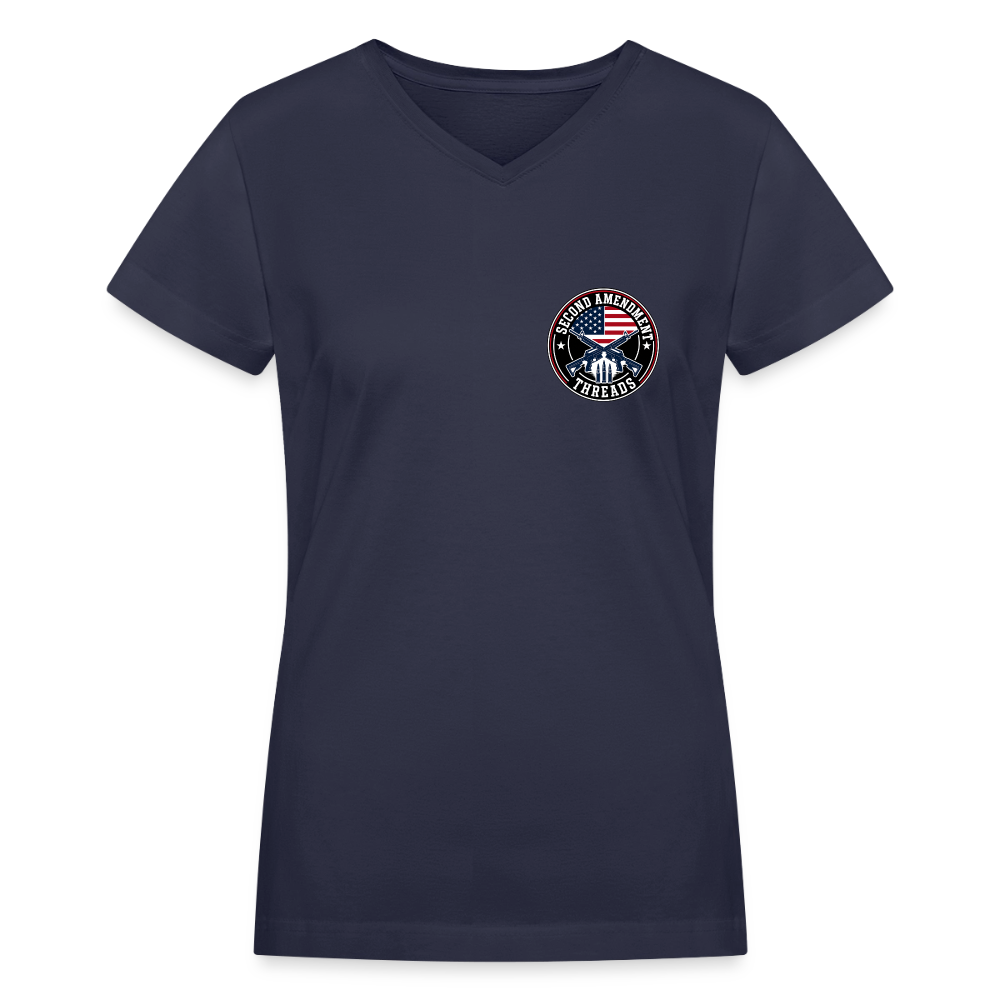 Paws & Stripes Forever Women's V-Neck T-Shirt - navy