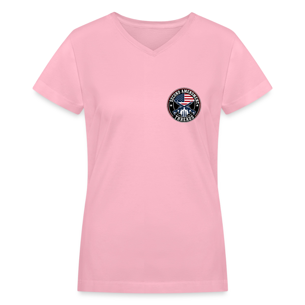 Paws & Stripes Forever Women's V-Neck T-Shirt - pink