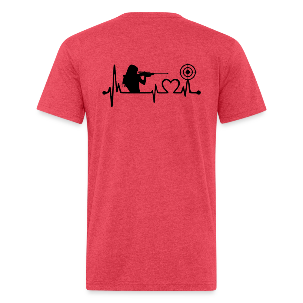 girl heart Fitted Cotton/Poly T-Shirt by Next Level - heather red
