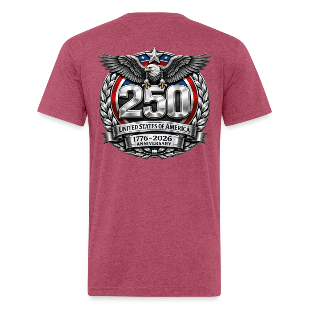 250 Year America Metalic Fitted Cotton/Poly T-Shirt by Next Level - heather burgundy