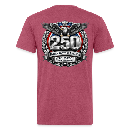 250 Year America Metalic Fitted Cotton/Poly T-Shirt by Next Level - heather burgundy