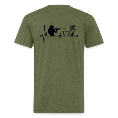 girl heart Fitted Cotton/Poly T-Shirt by Next Level - heather military green