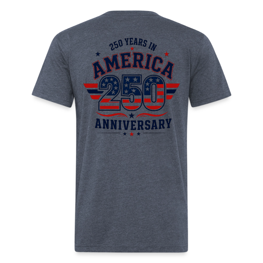 250 Yr America Fitted Cotton/Poly T-Shirt by Next Level - heather navy