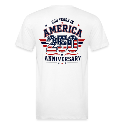 250 Yr America Fitted Cotton/Poly T-Shirt by Next Level - white