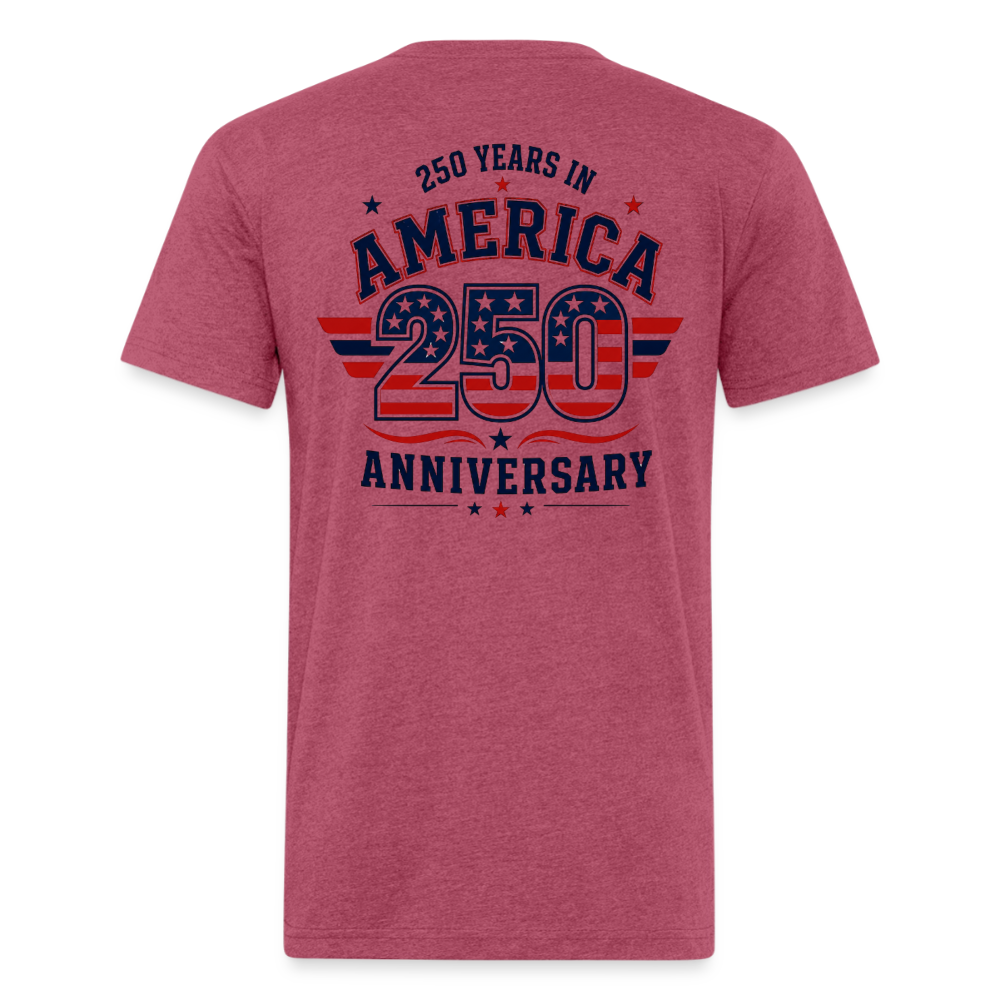 250 Yr America Fitted Cotton/Poly T-Shirt by Next Level - heather burgundy