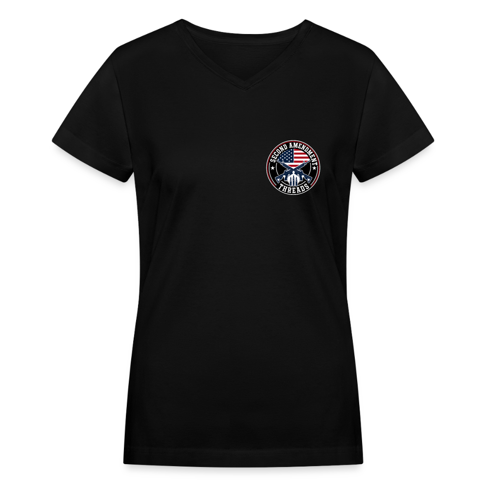 Paws & Stripes Forever Women's V-Neck T-Shirt - black