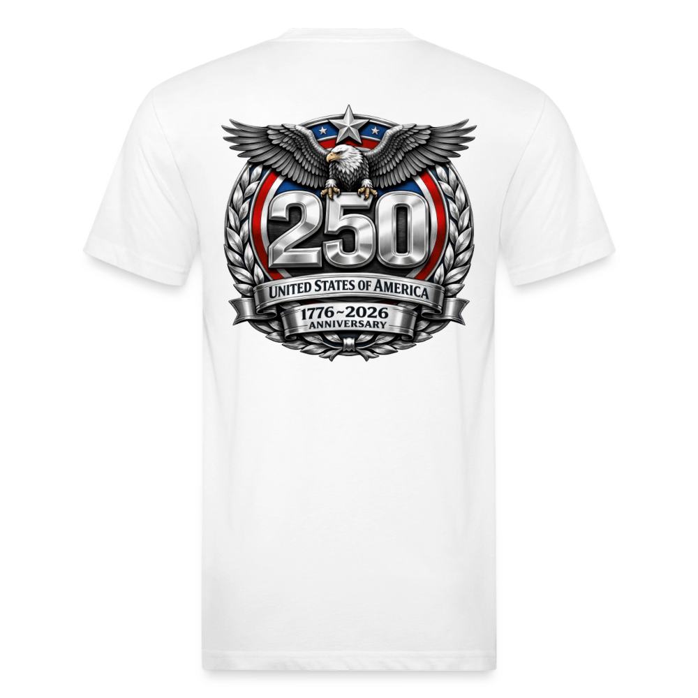 250 Year America Metalic Fitted Cotton/Poly T-Shirt by Next Level - white