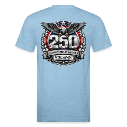 250 Year America Metalic Fitted Cotton/Poly T-Shirt by Next Level - heather blue