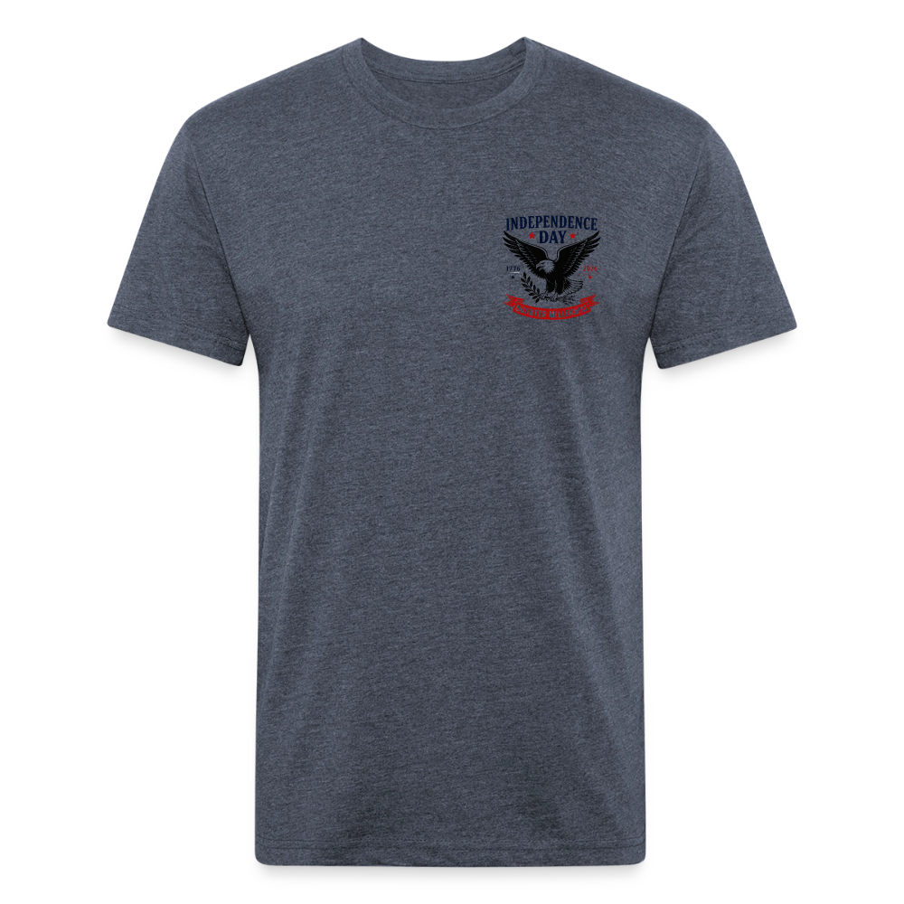 250 Yr America Fitted Cotton/Poly T-Shirt by Next Level - heather navy