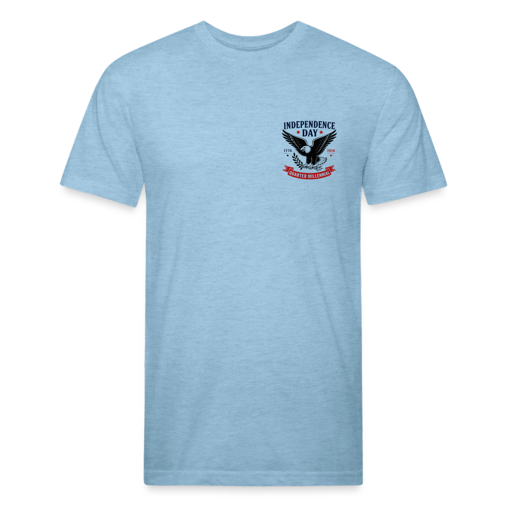 250 Yr America Fitted Cotton/Poly T-Shirt by Next Level - heather blue