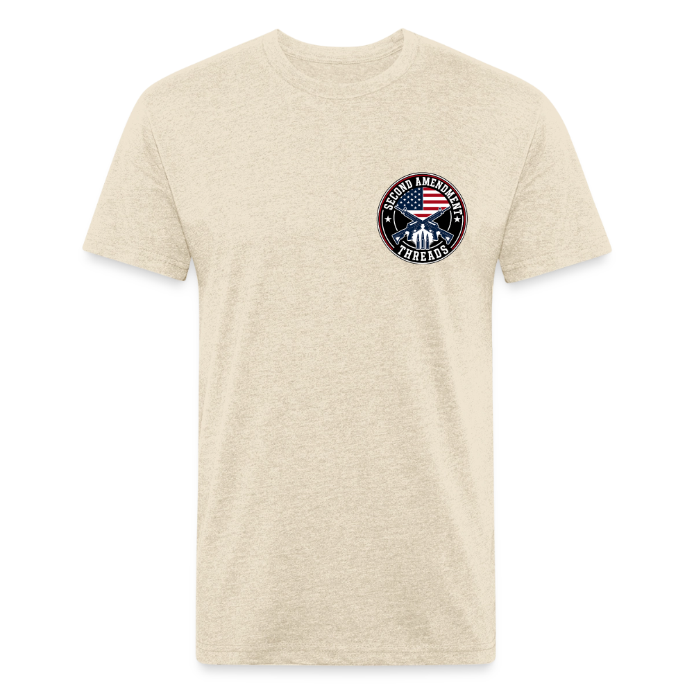 Fitted Cotton/Poly T-Shirt by Next Level guns beer - heather cream