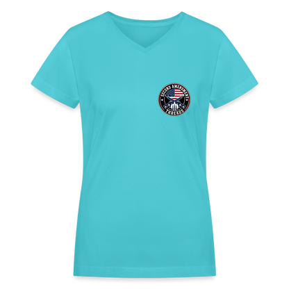 Paws & Stripes Forever Women's V-Neck T-Shirt - aqua