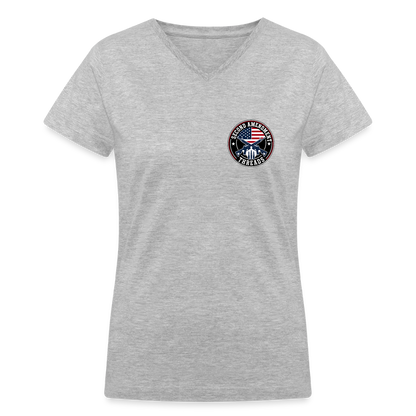 Paws & Stripes Forever Women's V-Neck T-Shirt - gray