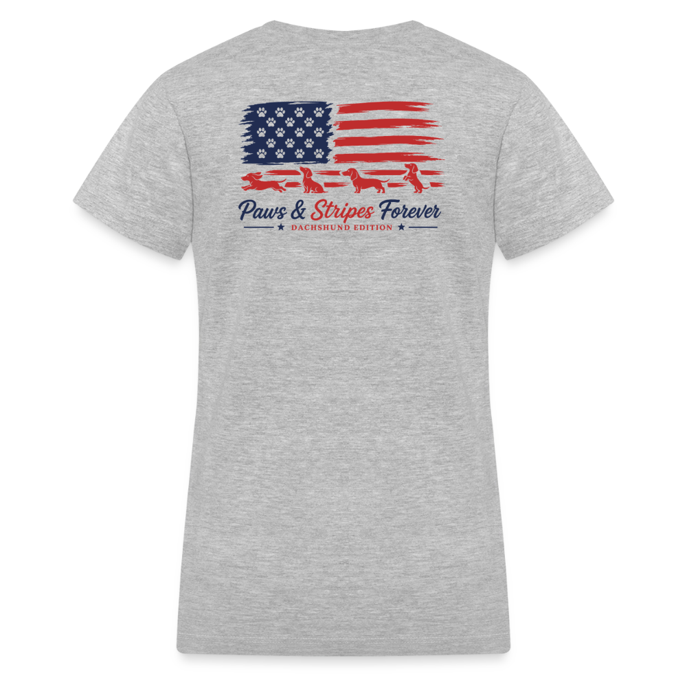 Paws & Stripes Forever Women's V-Neck T-Shirt - gray
