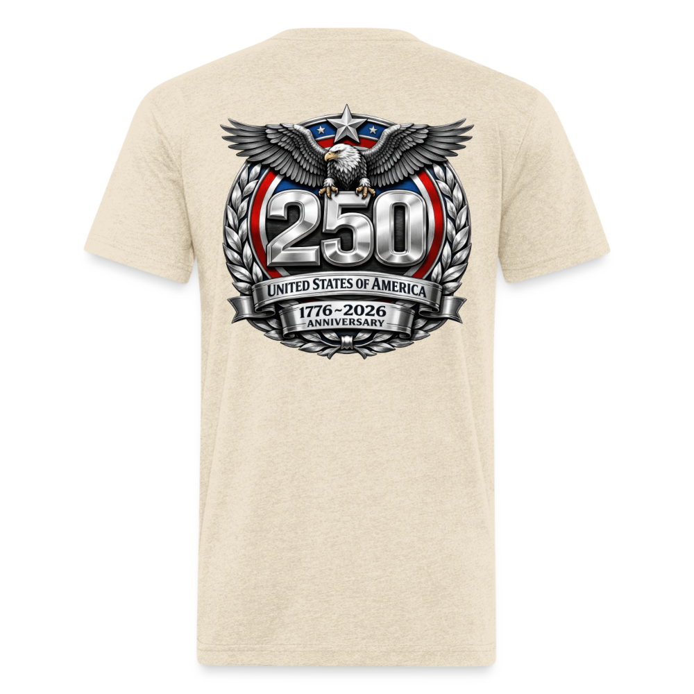 250 Year America Metalic Fitted Cotton/Poly T-Shirt by Next Level - heather cream