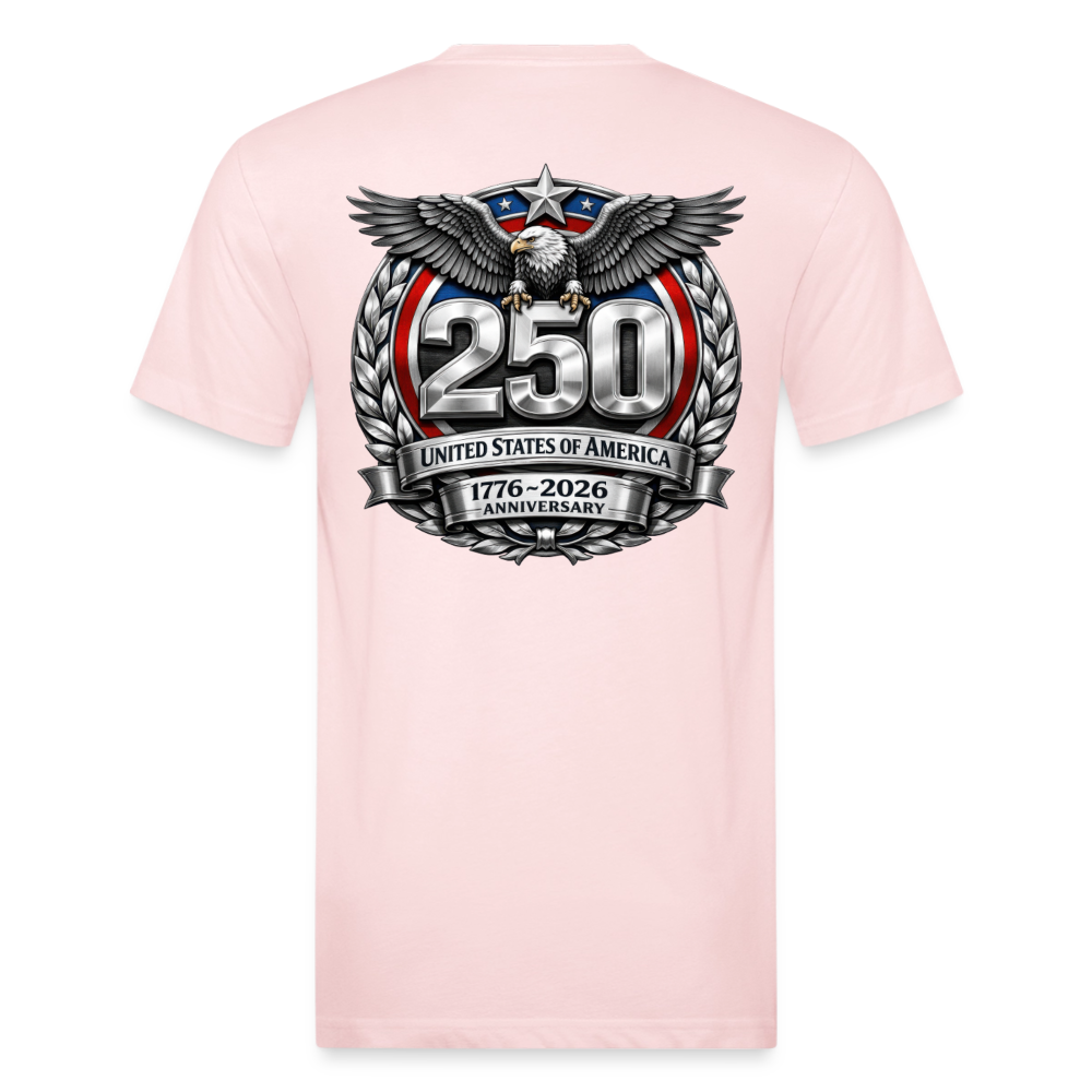 250 Year America Metalic Fitted Cotton/Poly T-Shirt by Next Level - blush pink 