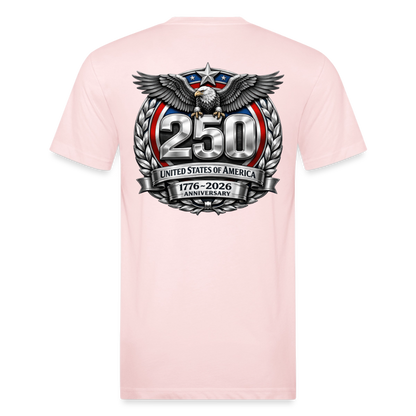 250 Year America Metalic Fitted Cotton/Poly T-Shirt by Next Level - blush pink 