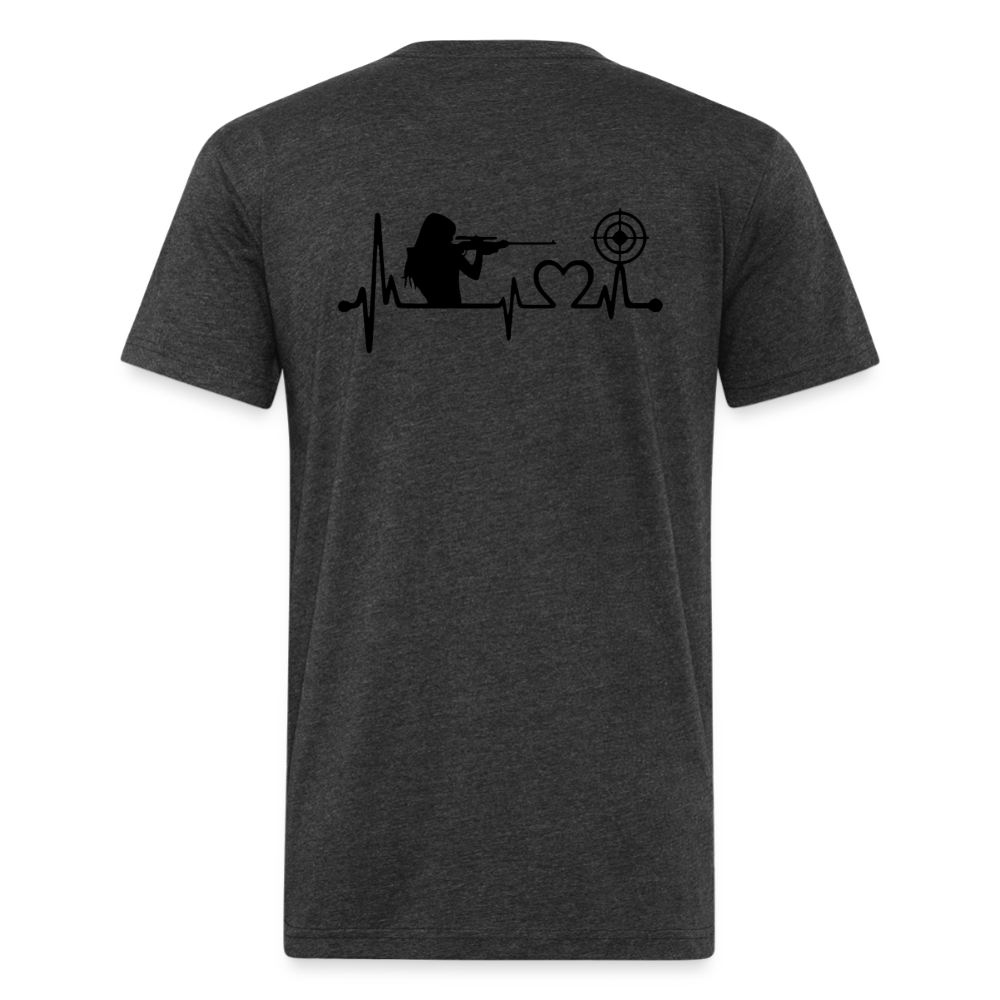 girl heart Fitted Cotton/Poly T-Shirt by Next Level - heather black