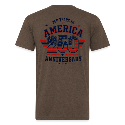 250 Yr America Fitted Cotton/Poly T-Shirt by Next Level - heather espresso