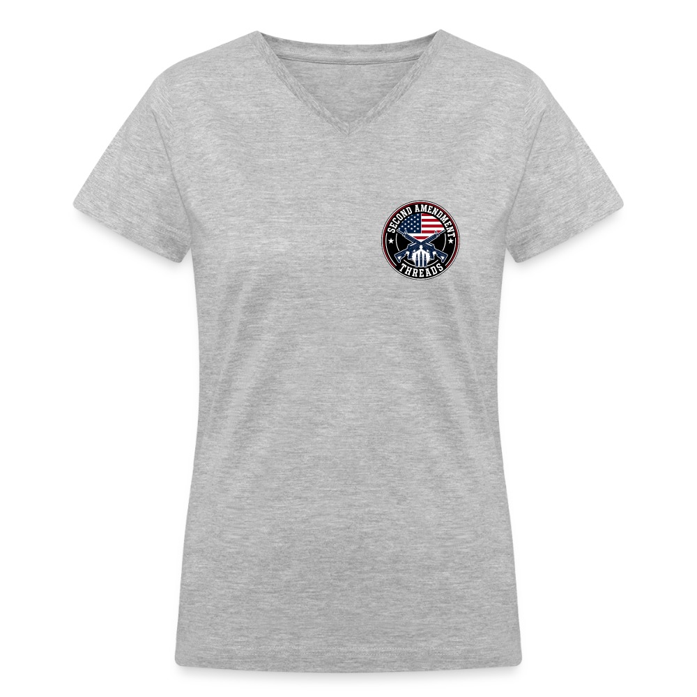 Lady Sniper Women's V-Neck T-Shirt - gray