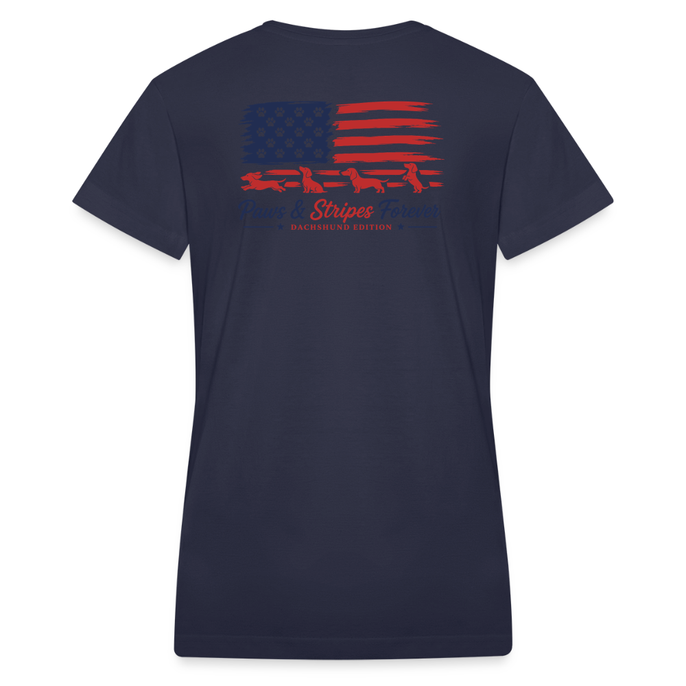 Paws & Stripes Forever Women's V-Neck T-Shirt - navy