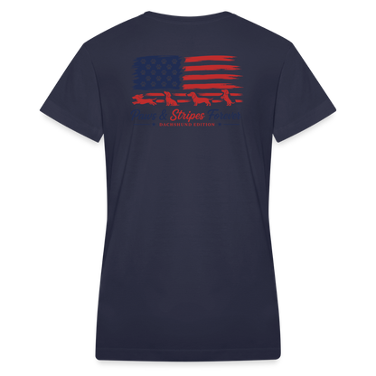 Paws & Stripes Forever Women's V-Neck T-Shirt - navy