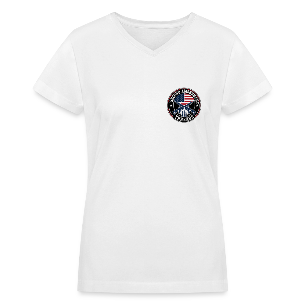 Paws & Stripes Forever Women's V-Neck T-Shirt - white