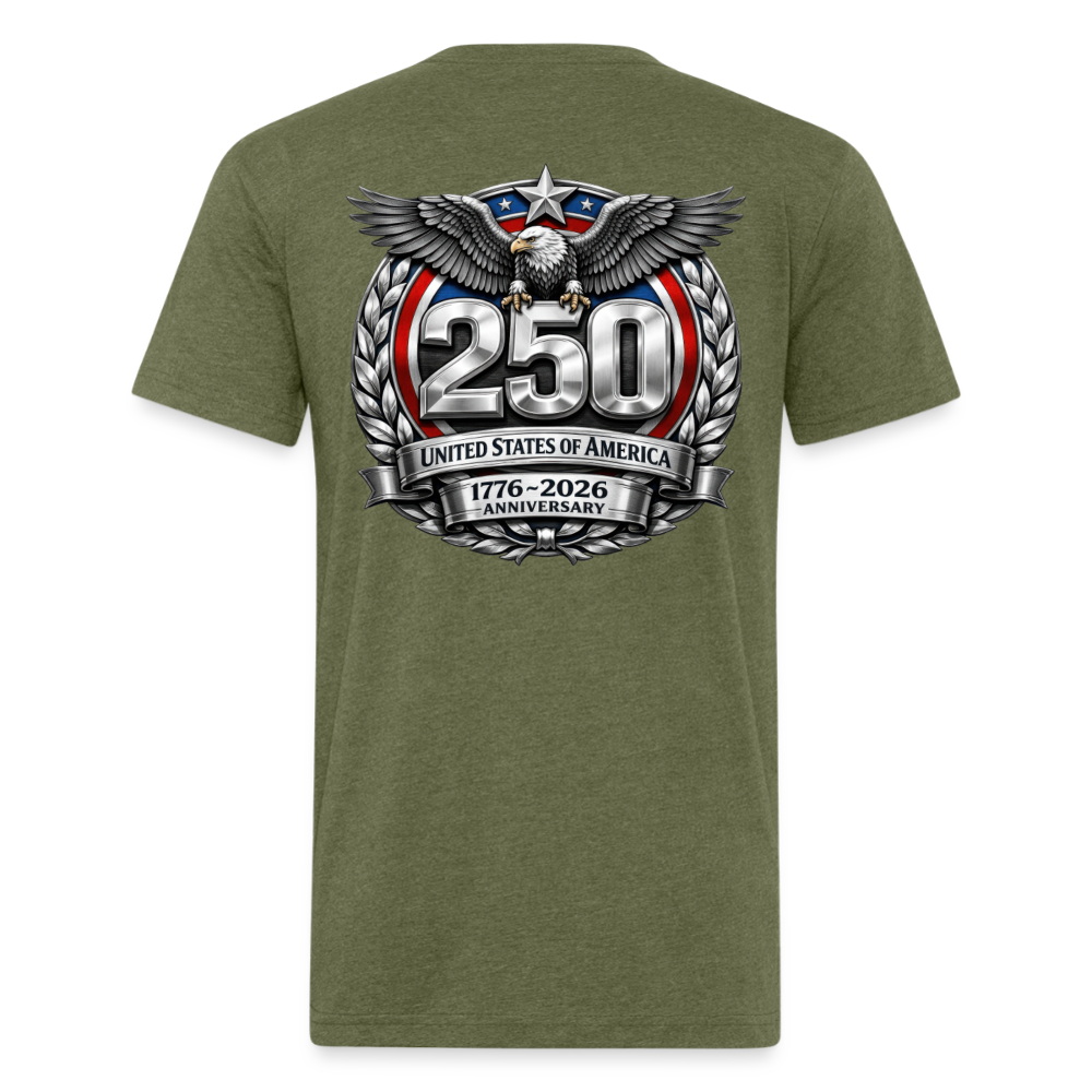 250 Year America Metalic Fitted Cotton/Poly T-Shirt by Next Level - heather military green