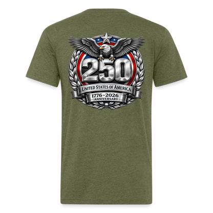 250 Year America Metalic Fitted Cotton/Poly T-Shirt by Next Level - heather military green