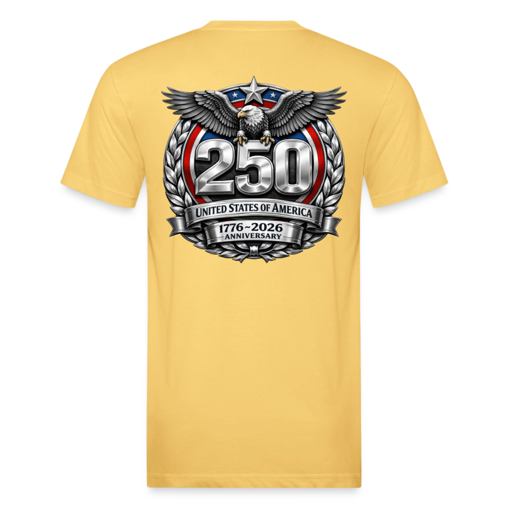 250 Year America Metalic Fitted Cotton/Poly T-Shirt by Next Level - pastel yellow