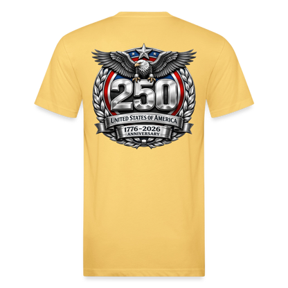 250 Year America Metalic Fitted Cotton/Poly T-Shirt by Next Level - pastel yellow