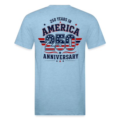 250 Yr America Fitted Cotton/Poly T-Shirt by Next Level - heather blue