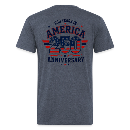 250 Year America  2A Threads Fitted Cotton/Poly T-Shirt by Next Level - heather navy