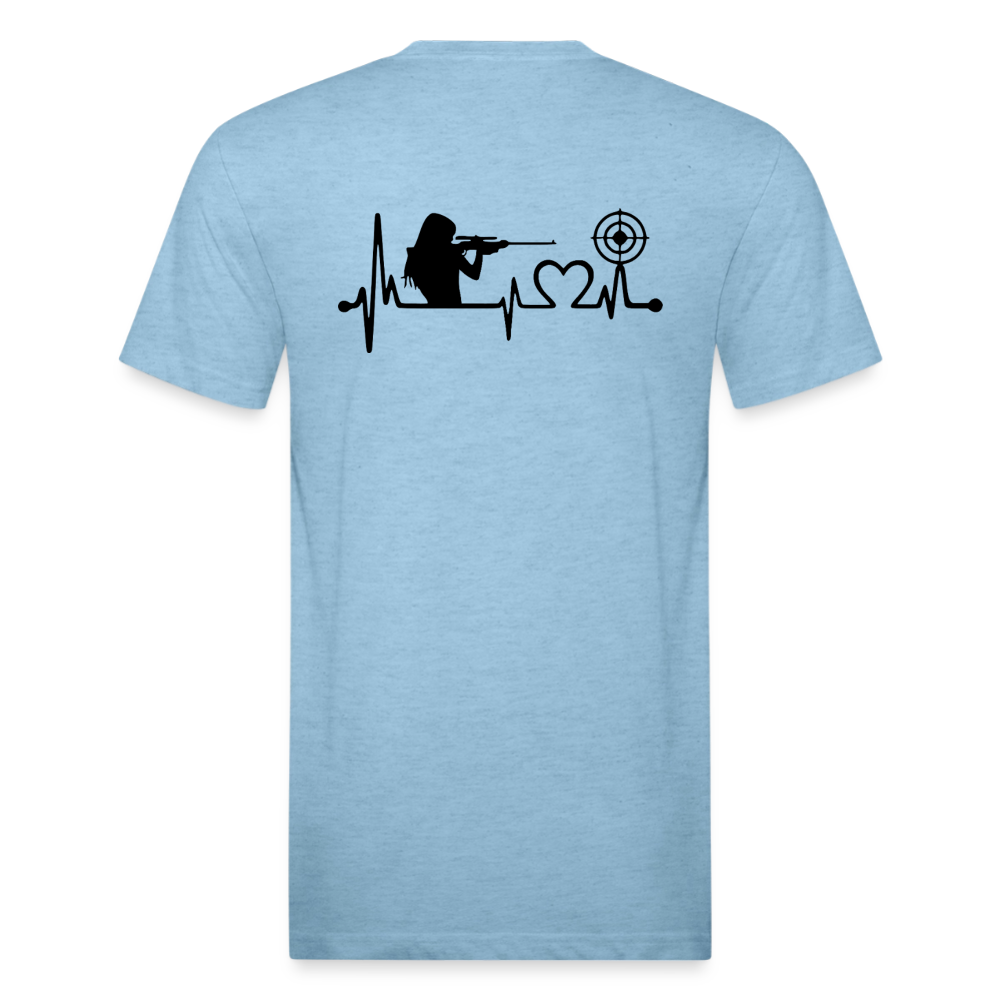 girl heart Fitted Cotton/Poly T-Shirt by Next Level - heather blue