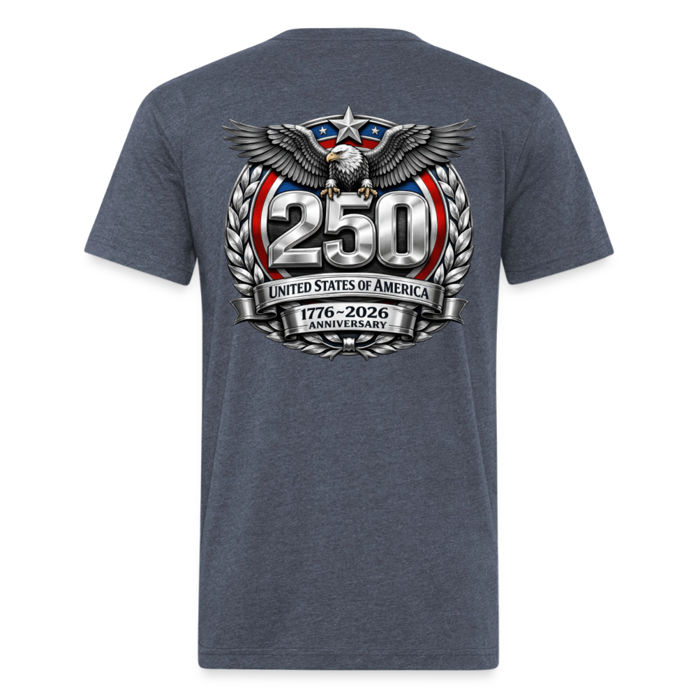 250 Year America Metalic Fitted Cotton/Poly T-Shirt by Next Level - heather navy