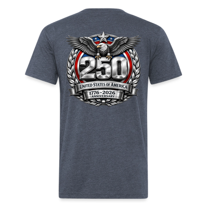 250 Year America Metalic Fitted Cotton/Poly T-Shirt by Next Level - heather navy