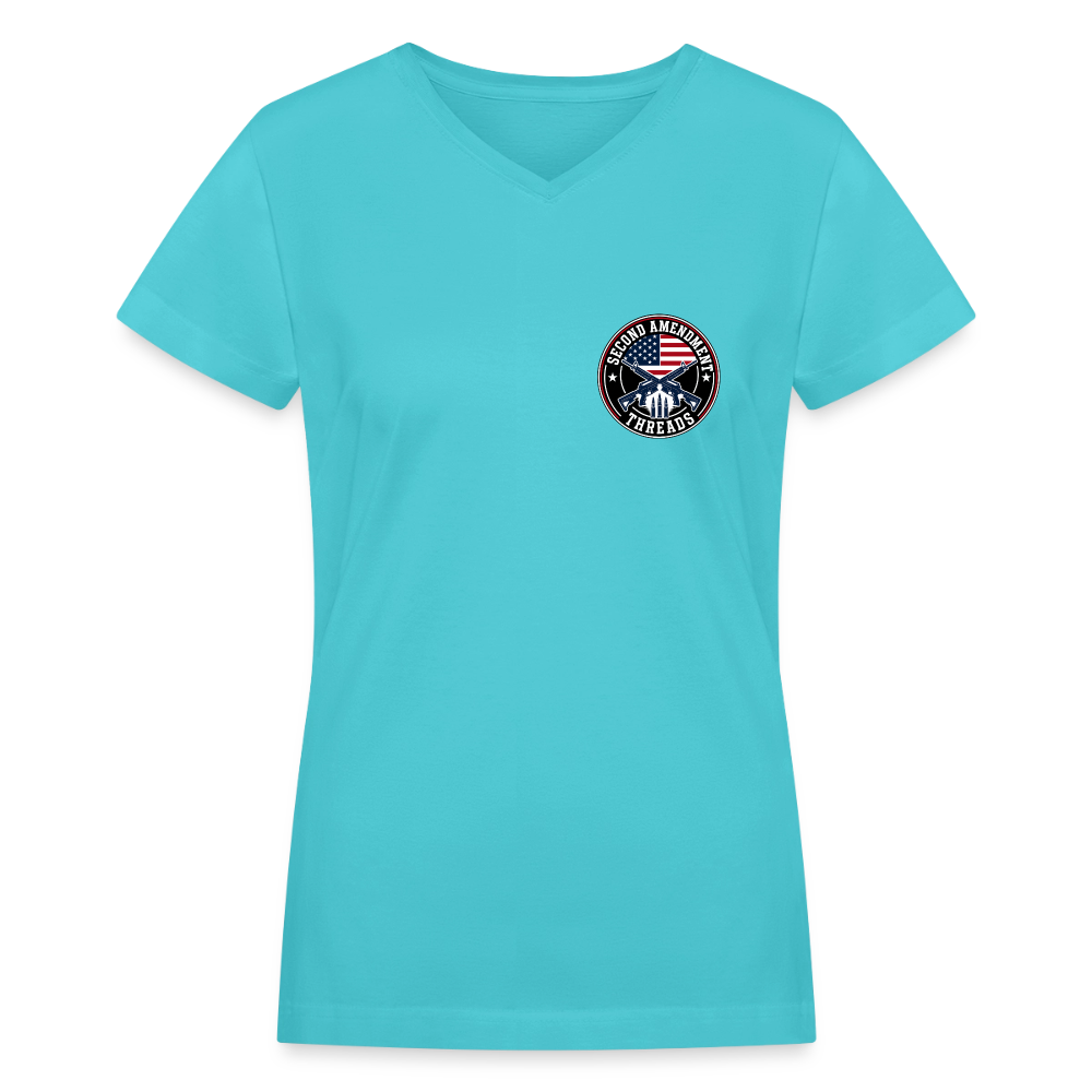 Lady Sniper Women's V-Neck T-Shirt - aqua
