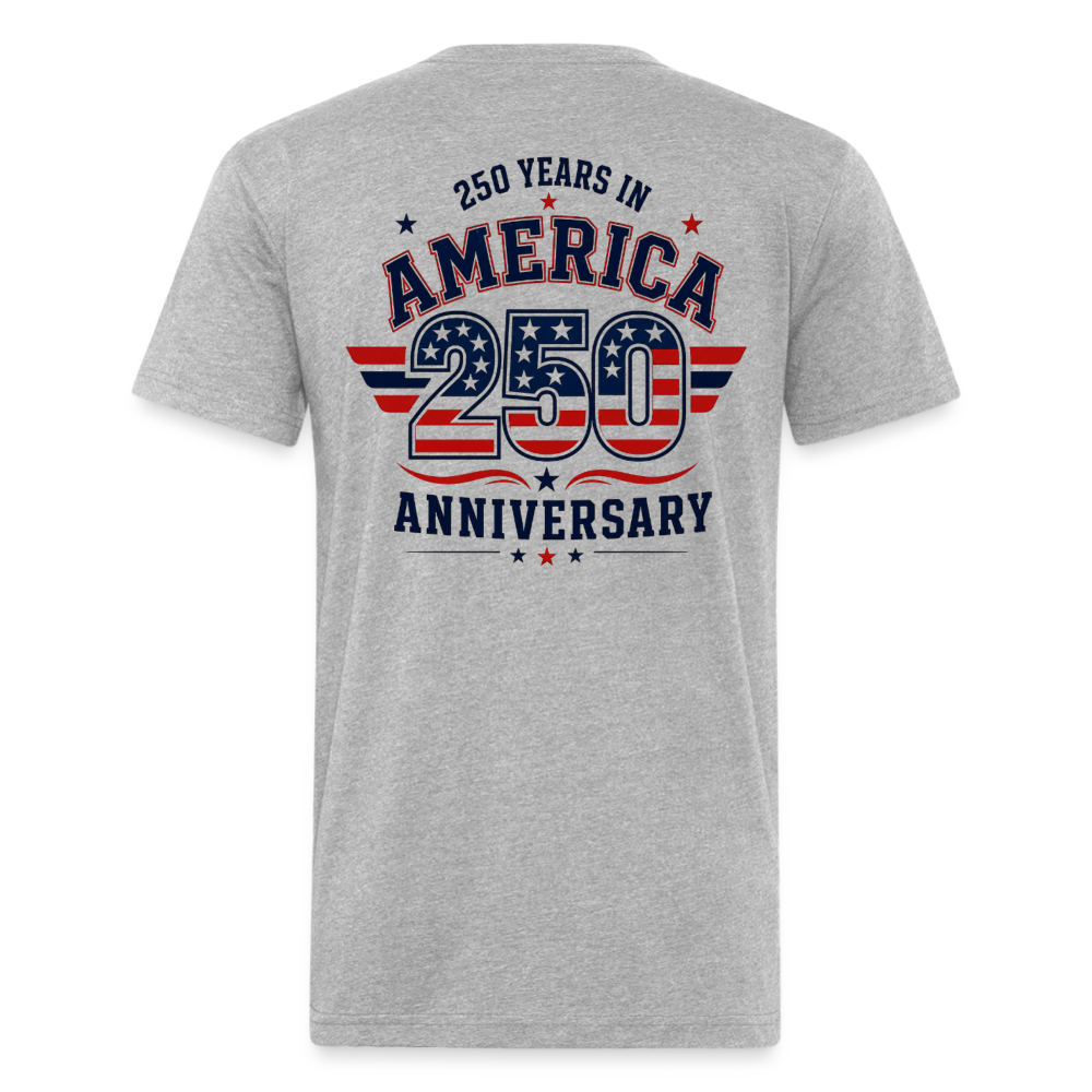 250 Yr America Fitted Cotton/Poly T-Shirt by Next Level - heather gray